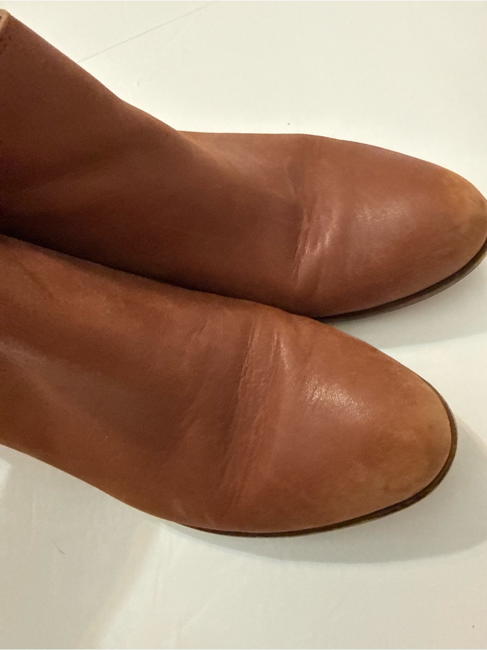 Lucky Brand Tan Brown Leather Ankle Booties Zip Side Size 9 - Picture 2 of 10